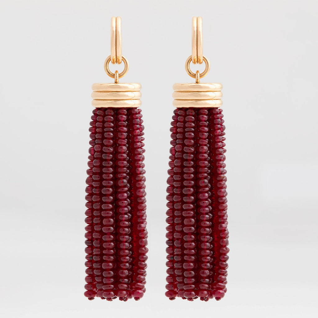 Ruby tassel outlet earrings