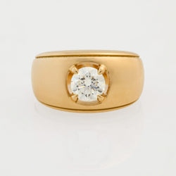 Diamond Cigar Round Brilliant Engagement Ring, 18k Yellow Gold