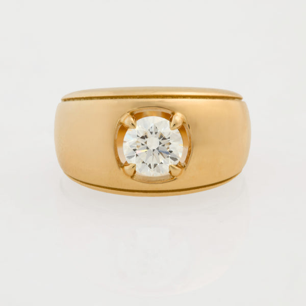 Diamond Cigar Round Brilliant Engagement Ring, 18k Yellow Gold