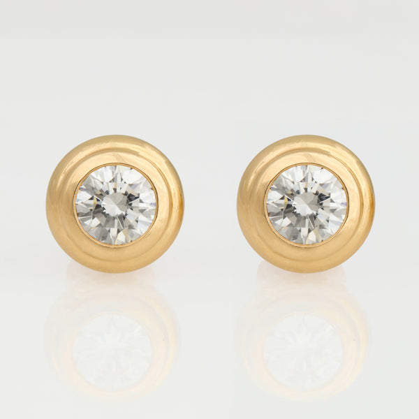 Diamond Round Brilliant Double Bezel Stud Earrings, 18K Yellow Gold