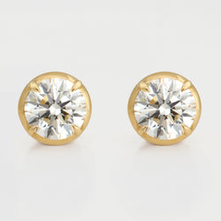 Diamond Round Brilliant Prong Set Studs, 18k Yellow Gold