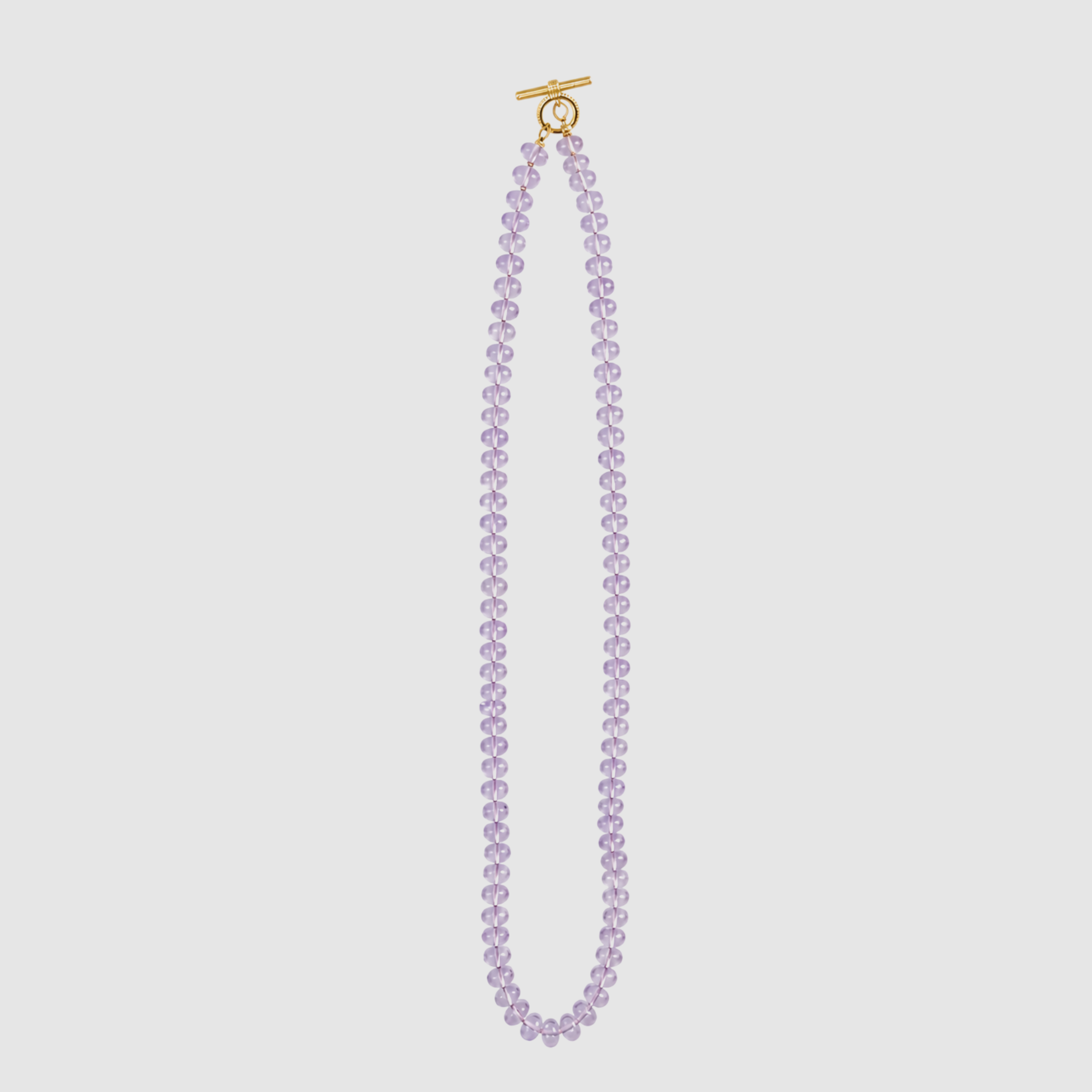 Rondelle Amethyst Barre Mini Toggle Necklace 18K Yellow Gold, 18", Large