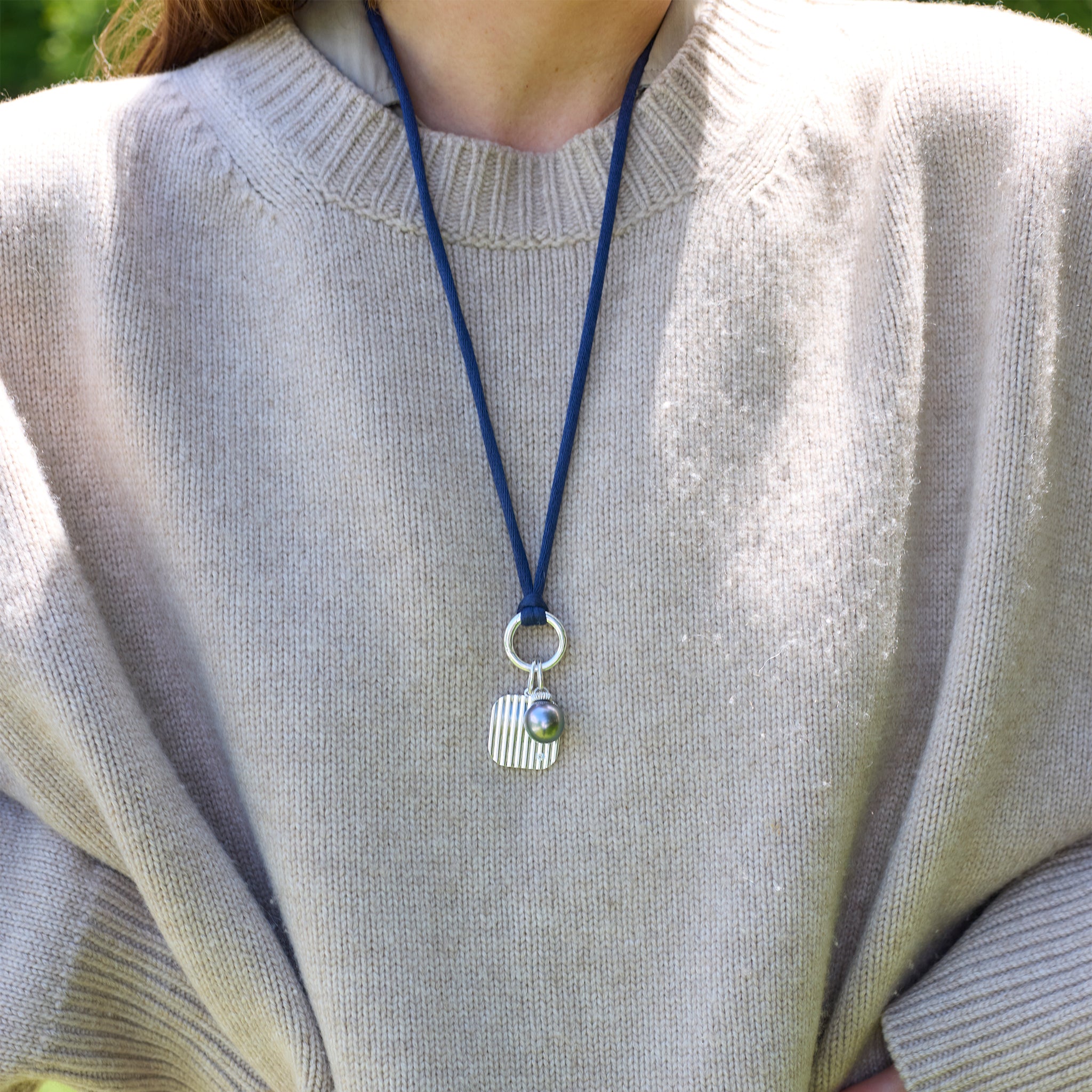 Diamond Square Barre Medallion, Fine Silver, Medium