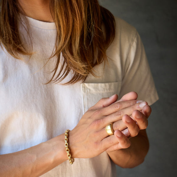 Double Box Chain Bracelet 18K Yellow Gold, Medium Link, 7.75"