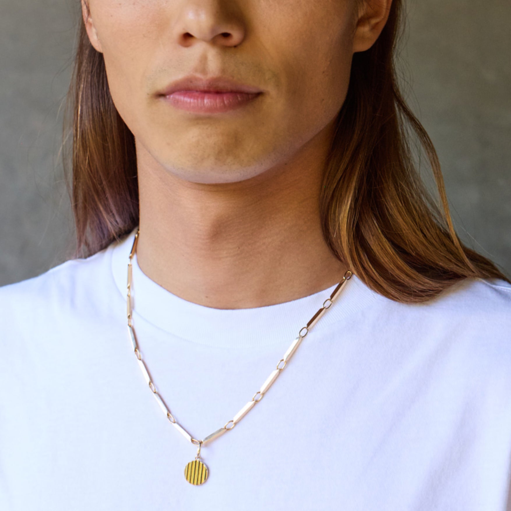 Circle Pyramid Medallion, 18k Yellow Gold, Small