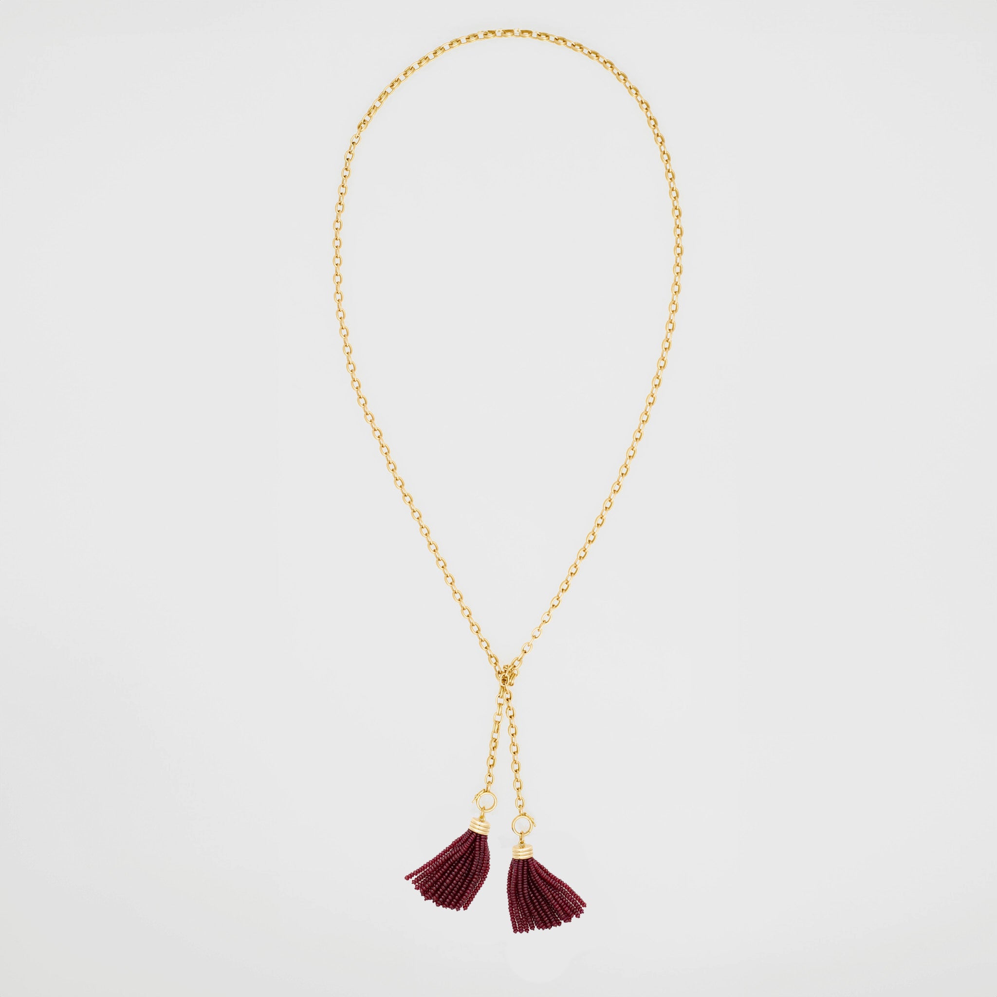 Sautoir Double Convertible Ruby Necklace 18K Yellow Gold, Medium Link, 32"
