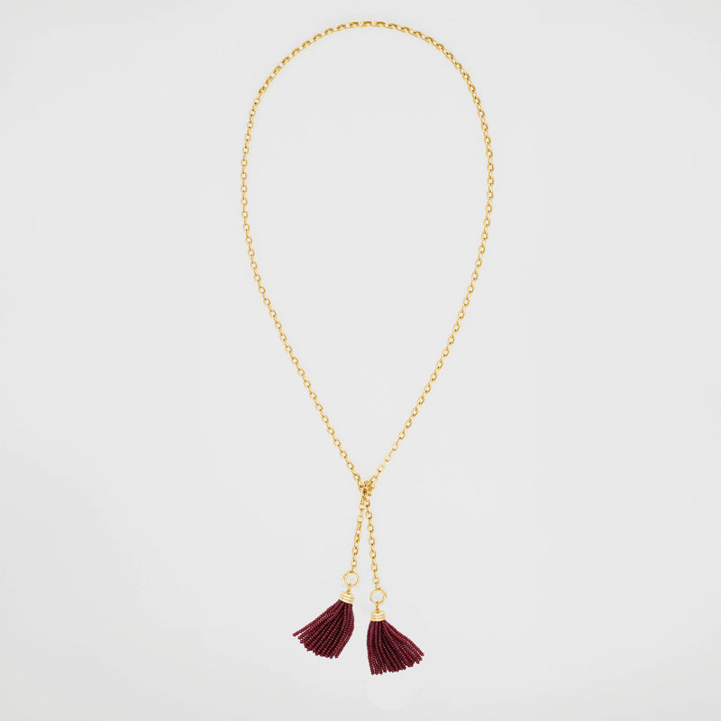 Sautoir Double Convertible Ruby Necklace 18K Yellow Gold, Small Link, 34"