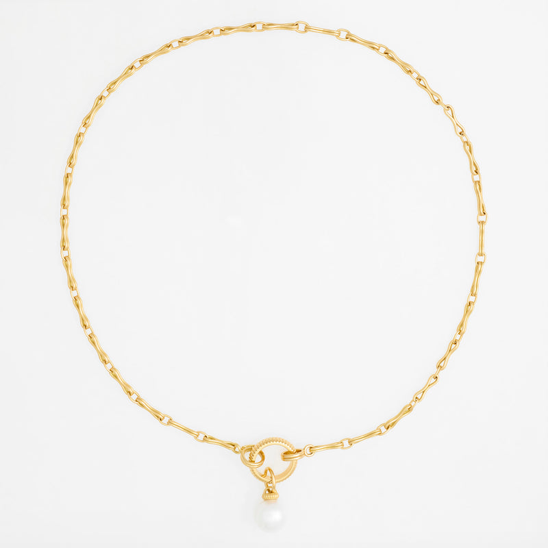 Convertible Column Chain Necklace 18K Yellow Gold, Small Link, 20" with Barre Key Ring