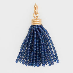 Triple Tassel Blue Sapphire Rondelles Pendant, 18K Yellow Gold