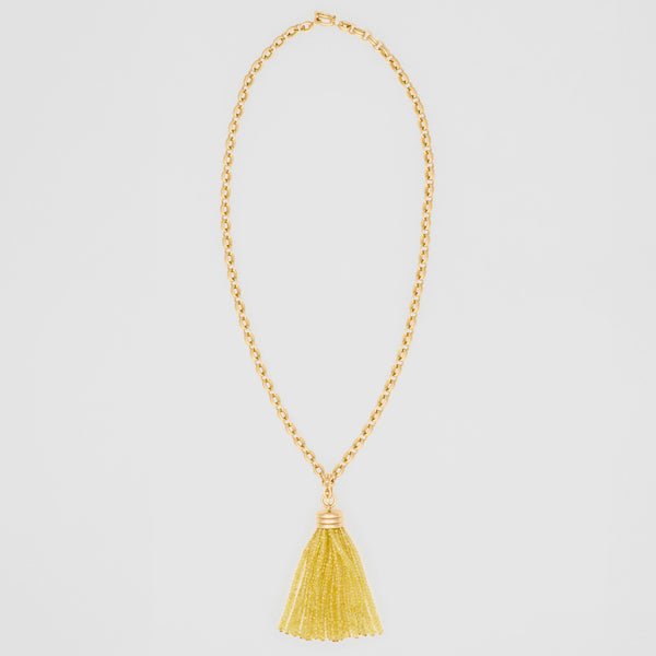 Triple Tassel Yellow Sapphire Rondelles Pendant, 18K Yellow Gold