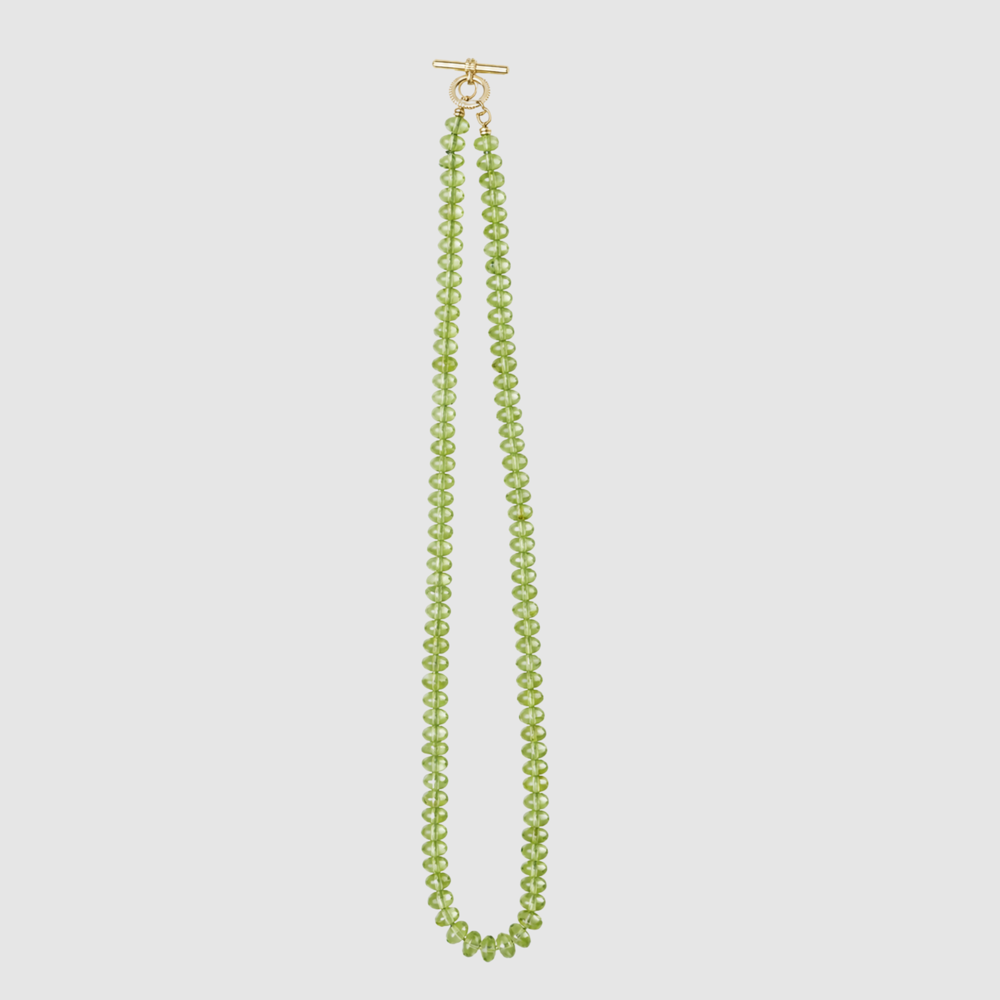 Rondelle Peridot Barre Mini Toggle Necklace 18K Yellow Gold, 16", Medium