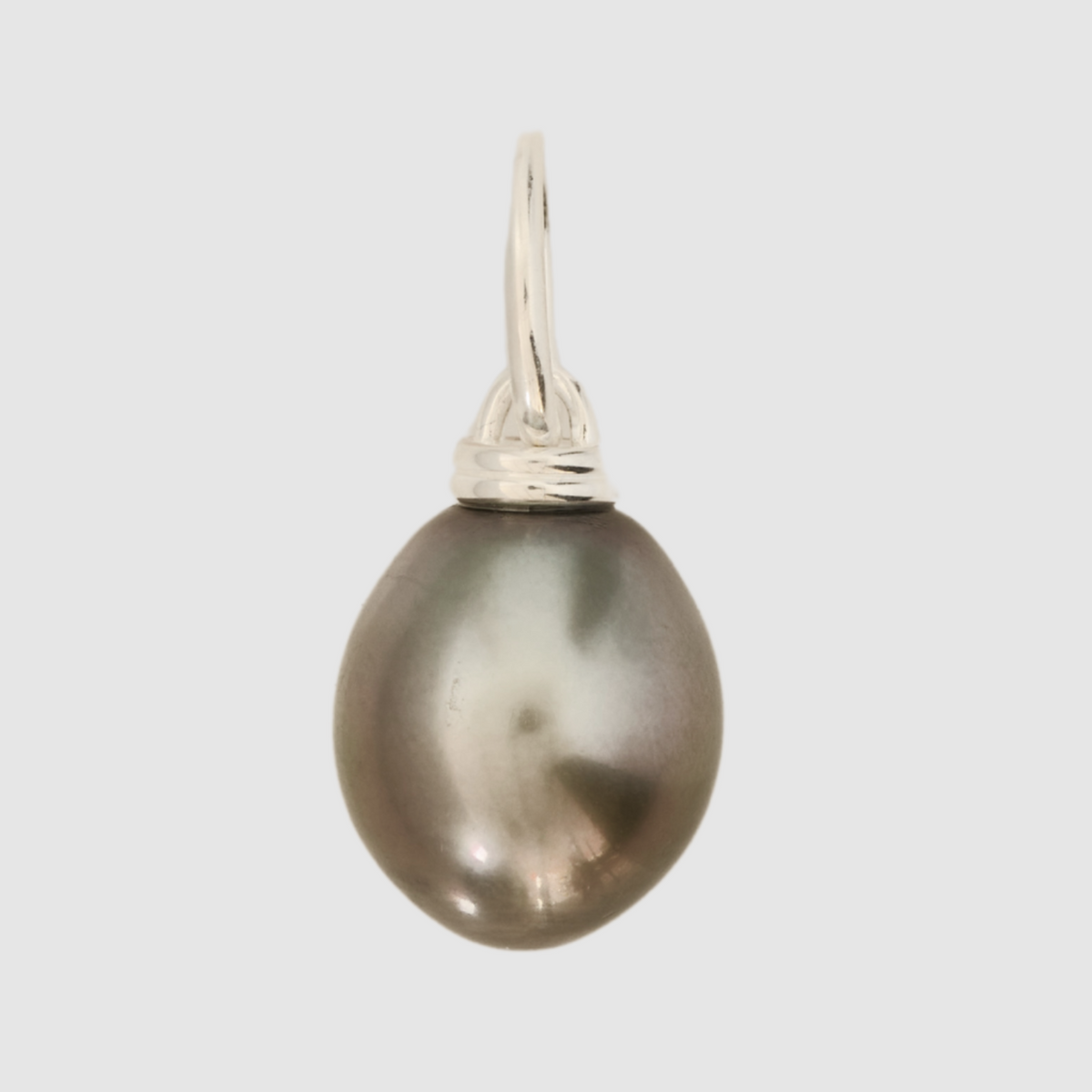 Tahitian Drop Pearl Double Pendant, Silver, Large