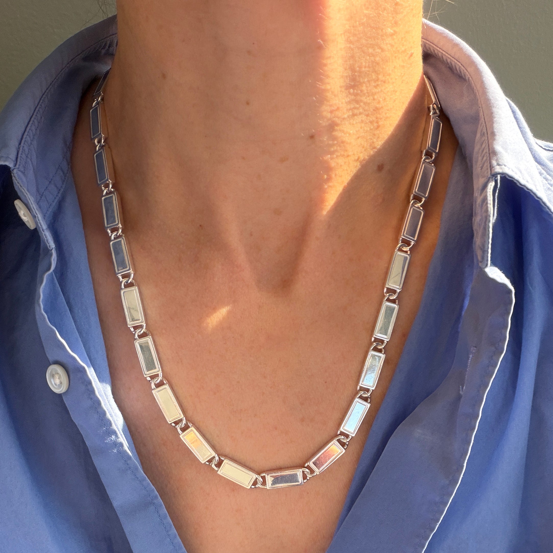 ID Tag Chain Necklace, Silver