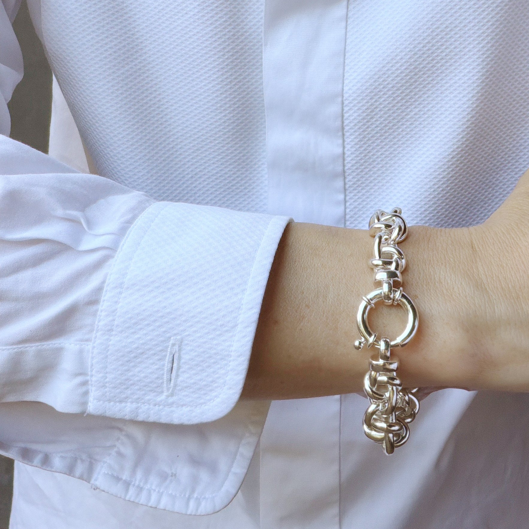 Interlocking Chain Bracelet, Silver