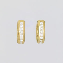 Diamond Drop Hoops, 18K Yellow Gold