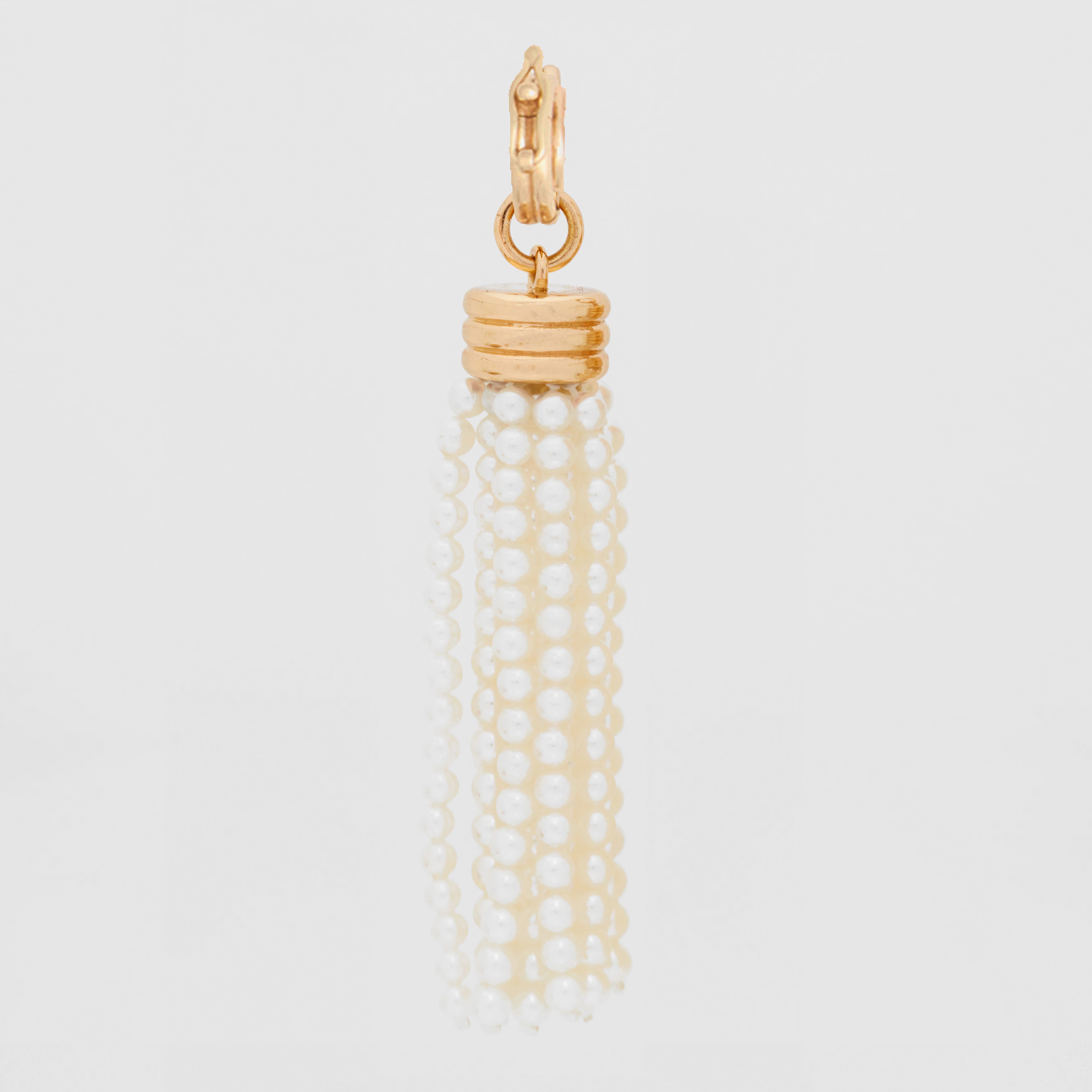Triple Tassel Akoya Pearl Pendant, 18K Yellow Gold