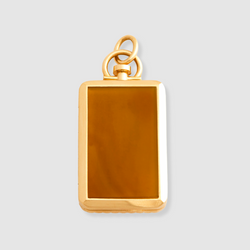 Reversible Rectangle Mustard Chalcedony Barre Photo Locket 18k Yellow Gold (One Side Stone, One Side Barre)