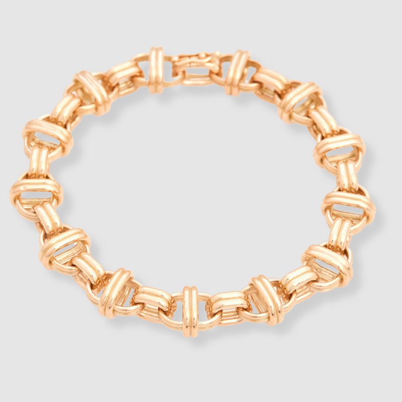 Oval Chain Bracelet 18K Yellow Gold, Large Link, 7.75"