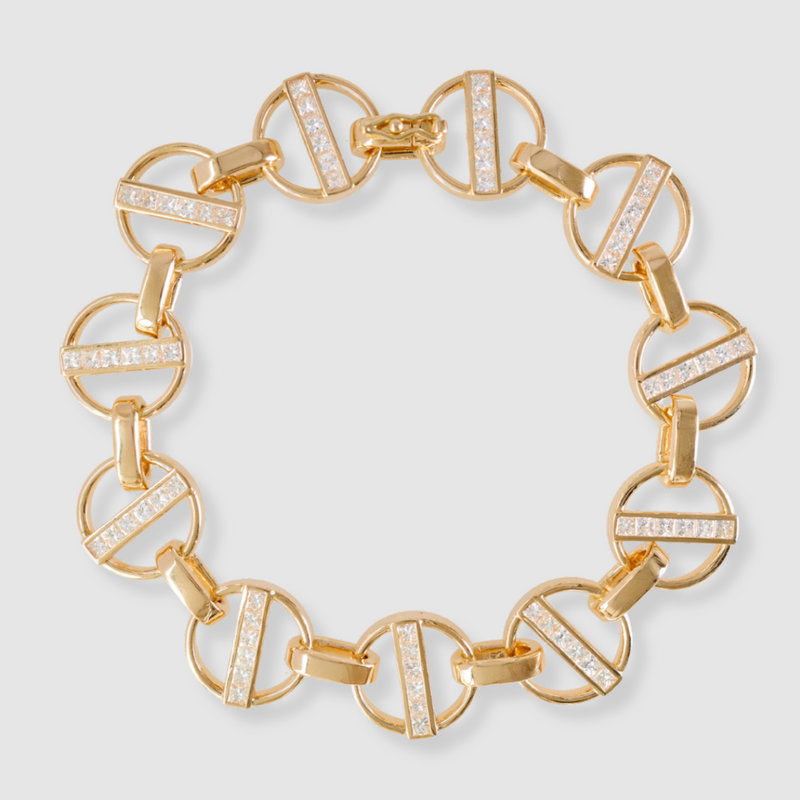 Diamond Orbit Link Bracelet, 18k Yellow Gold, 7.25"