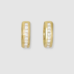 Diamond Drop Hoops, 18K Yellow Gold