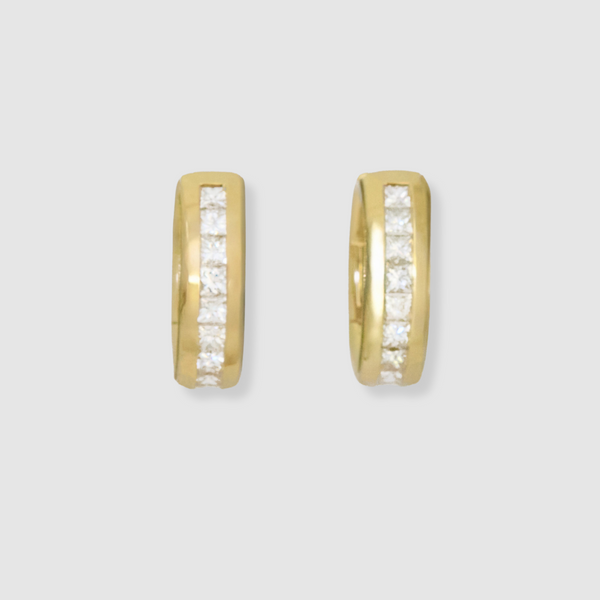 Diamond Drop Hoops, 18K Yellow Gold