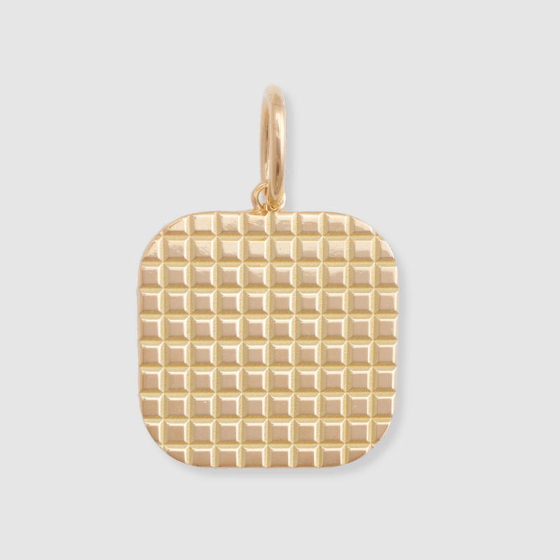 Square Pyramid Medallion, 18k Yellow Gold, Medium