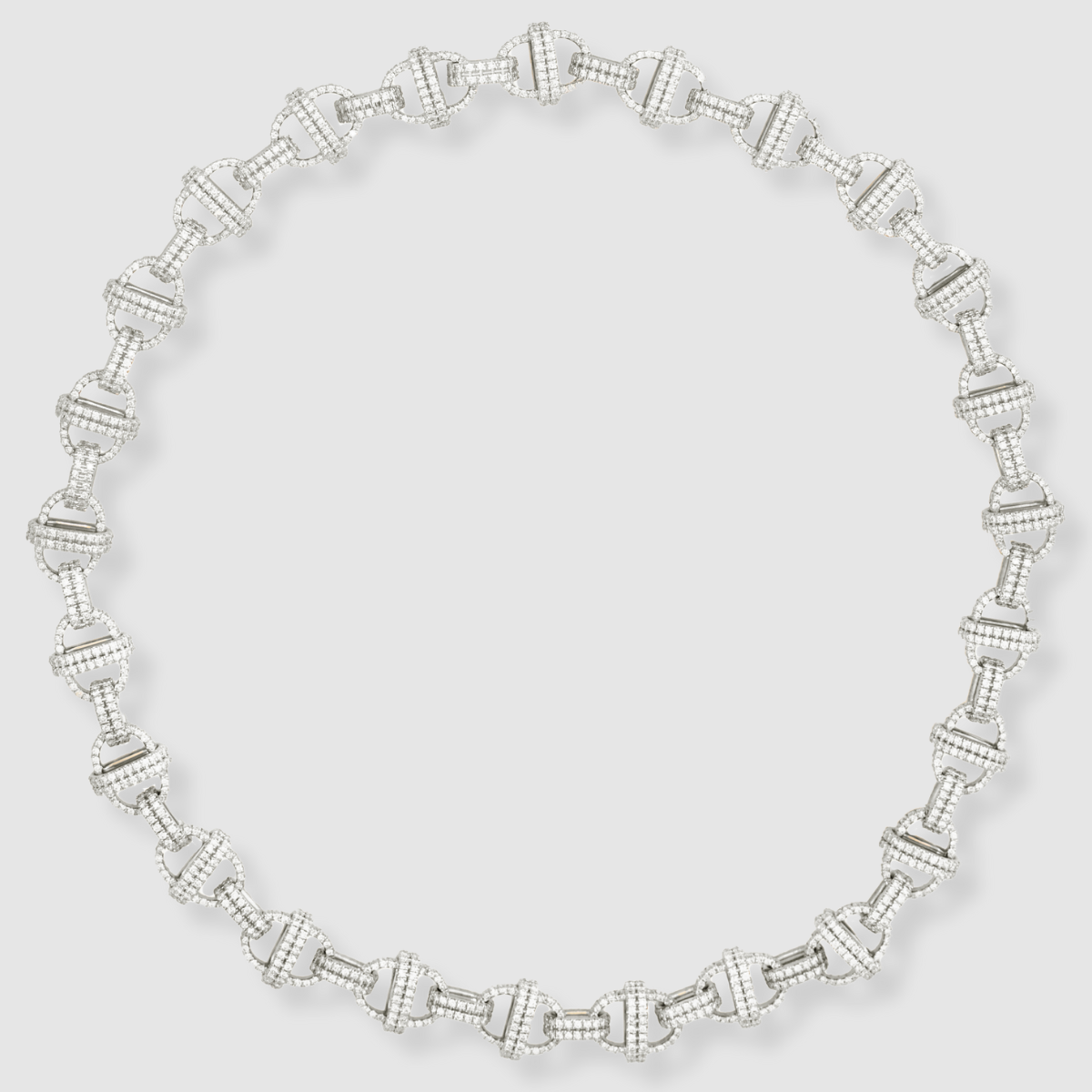 Diamond Oval Chain Necklace, 18K White Gold, Large Link, 16"
