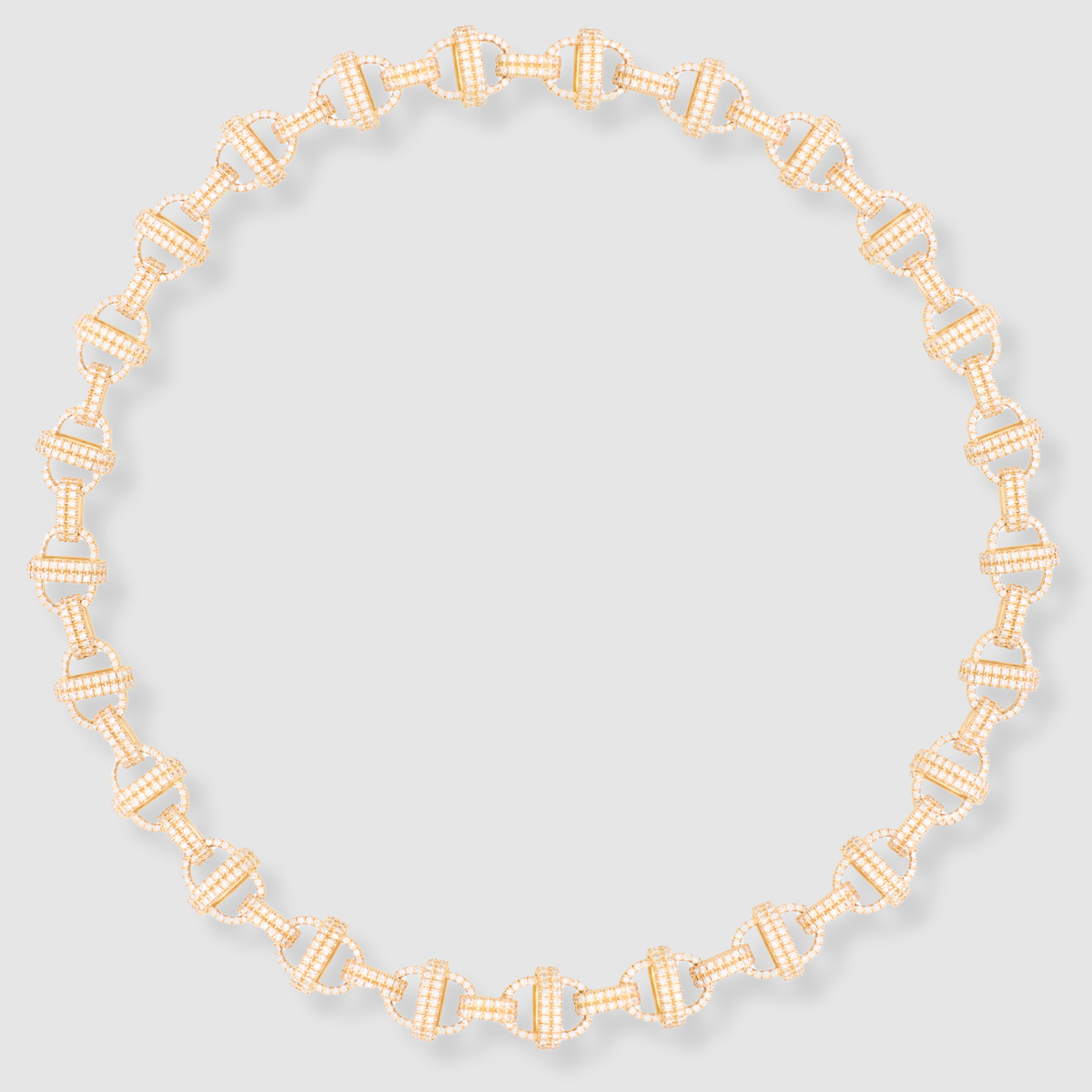 Diamond Oval Chain Necklace, 18K Yellow Gold, Large Link, 16"
