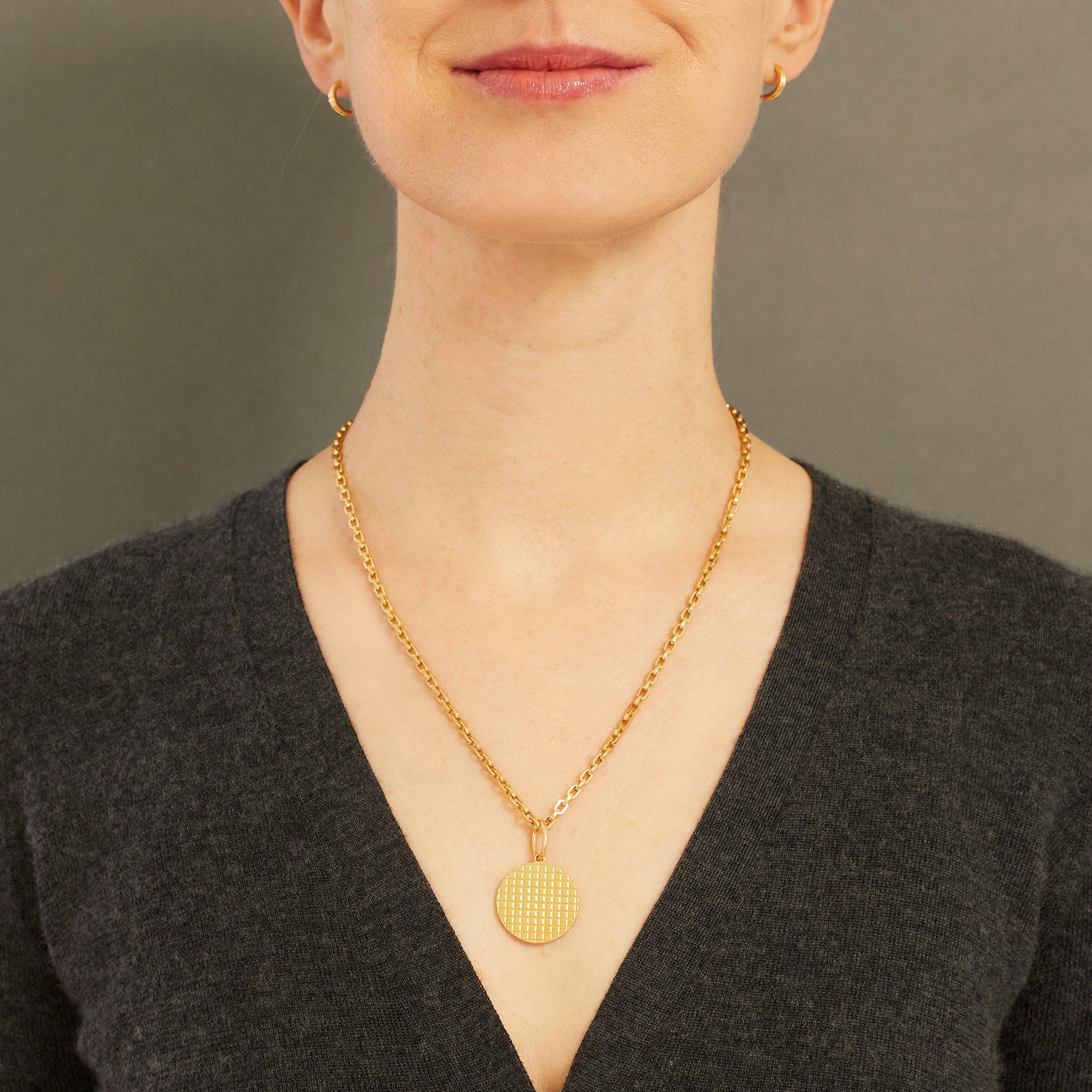 Circle Pyramid Medallion, 18k Yellow Gold, Medium