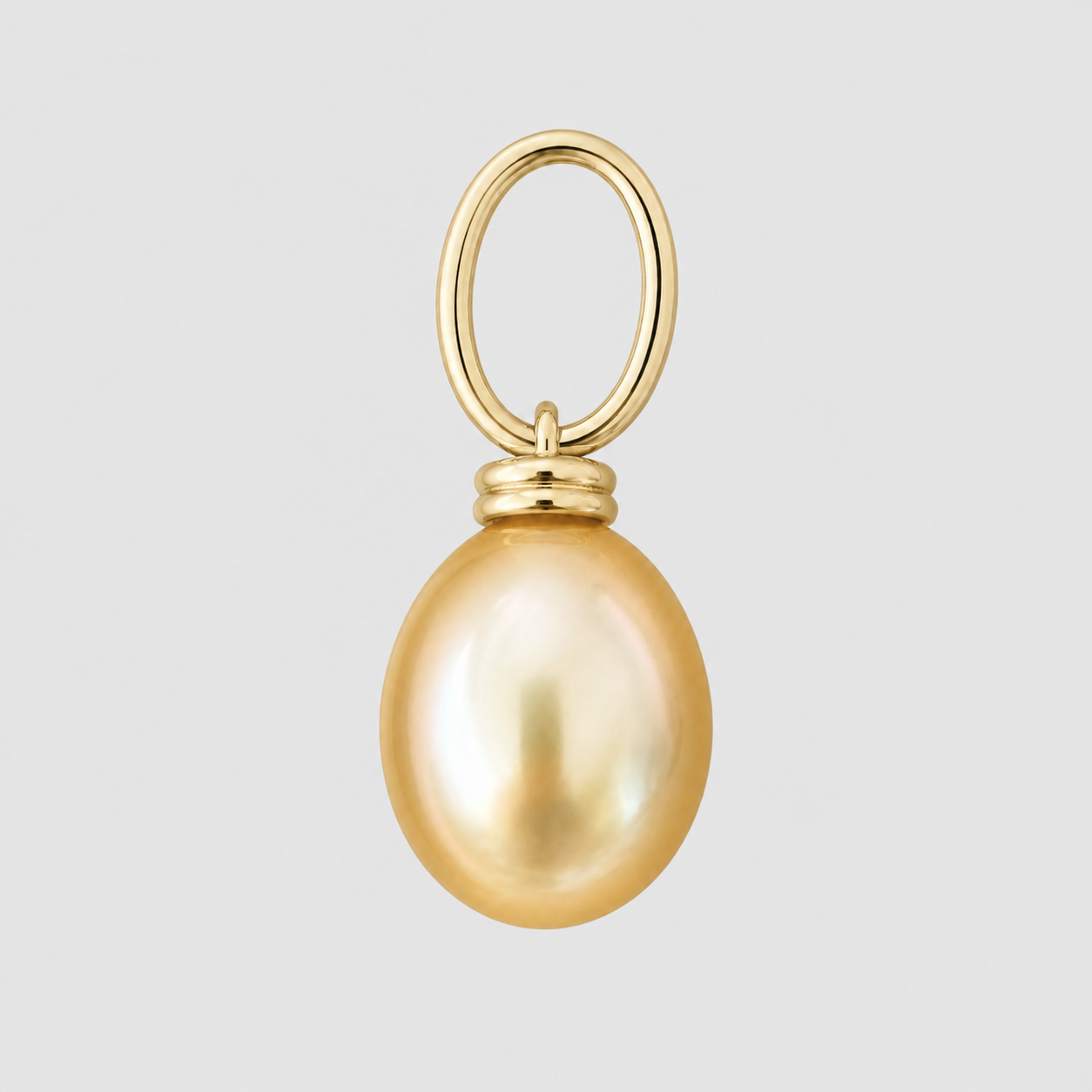 Golden South Sea Drop Pearl Double Link Pendant, 18K Yellow Gold, Medium