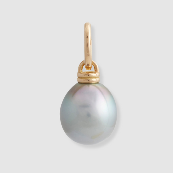 Tahitian Drop Pearl Double Pendant, 18K Yellow Gold, Small