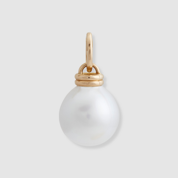 South Sea Drop Pearl Oval Link Pendant, 18K Yellow Gold, Large