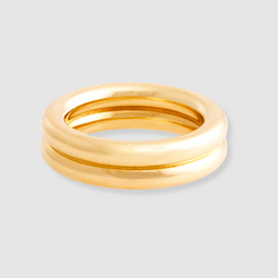 Double Band Link Ring, 18K Yellow Gold