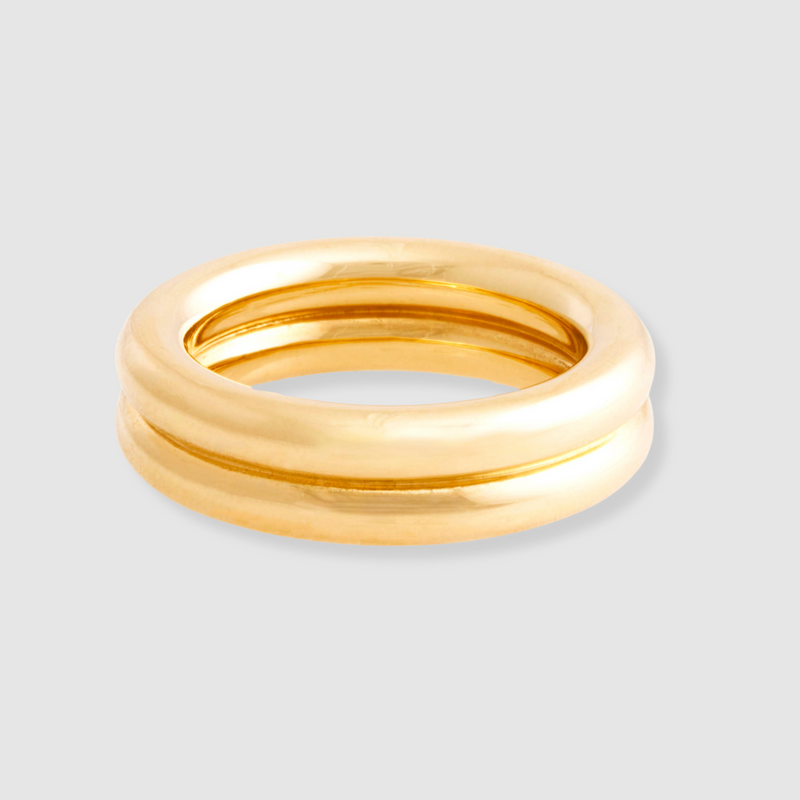 Double Band Link Ring, 18K Yellow Gold