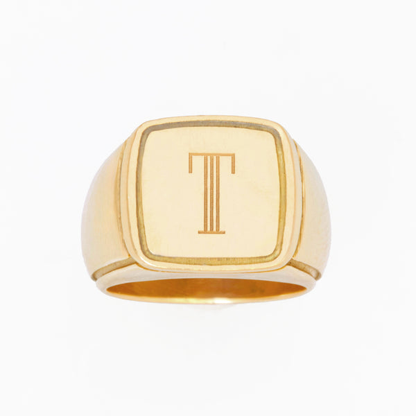 Monogram Signet Ring 18K Yellow Gold, Small