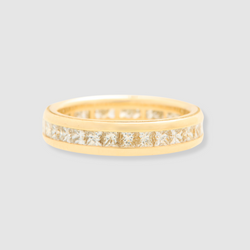 Diamond Channel Set Wedding Band, 18k Yellow Gold, Small