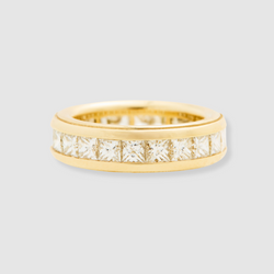 Diamond Channel Set Wedding Band, 18K Yellow Gold, Medium