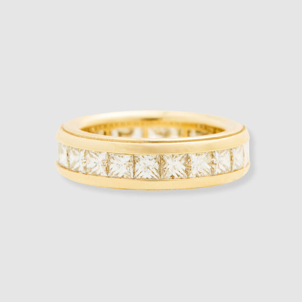 Diamond Channel Set Wedding Band, 18K Yellow Gold, Medium