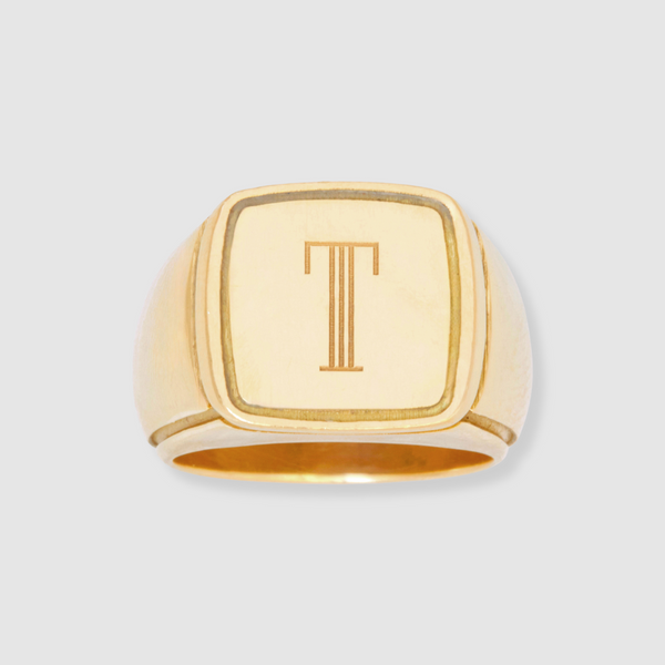 Monogram Signet Ring 18K Yellow Gold, Small