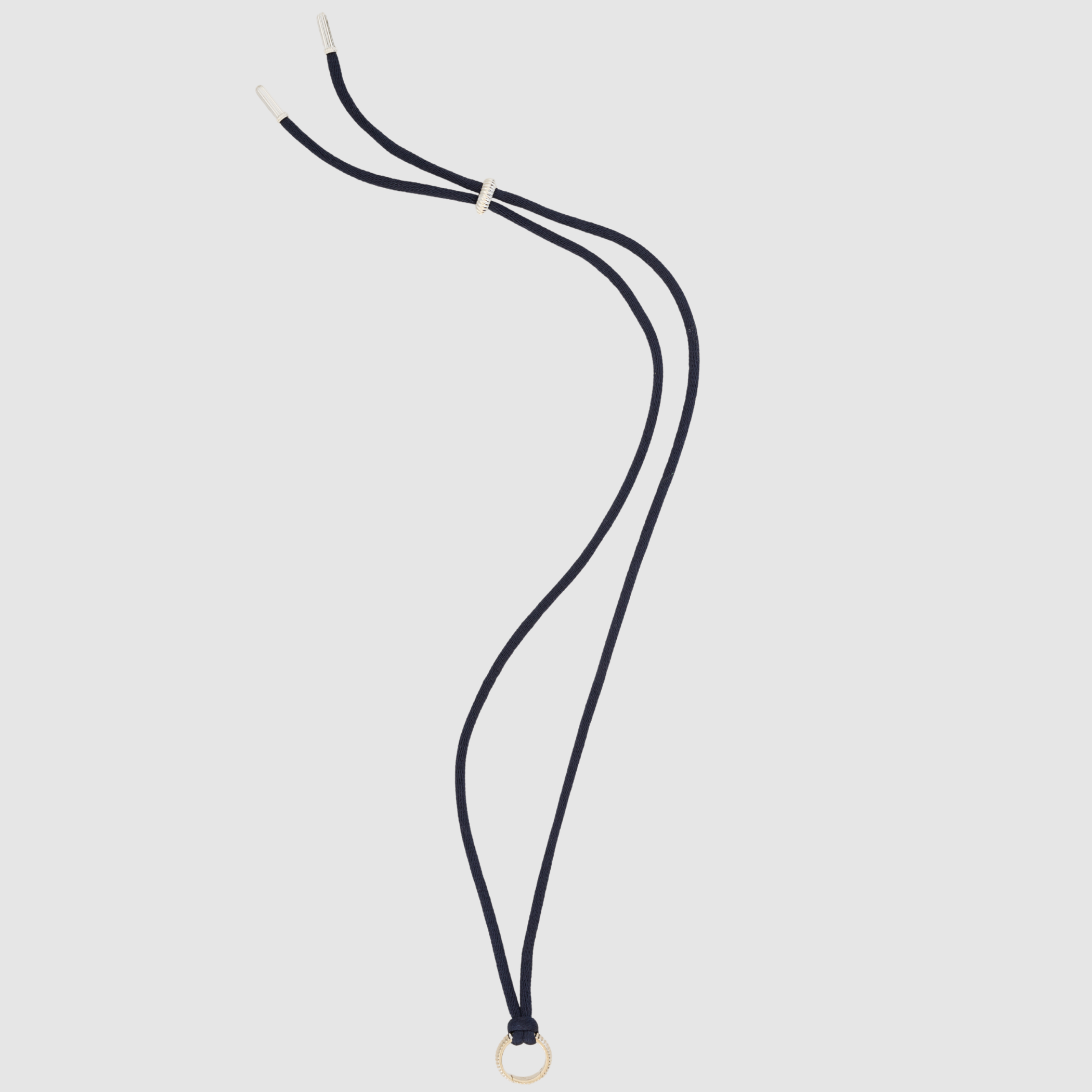 Barre Cord Necklace with Cotton, Fine Silver, Navy