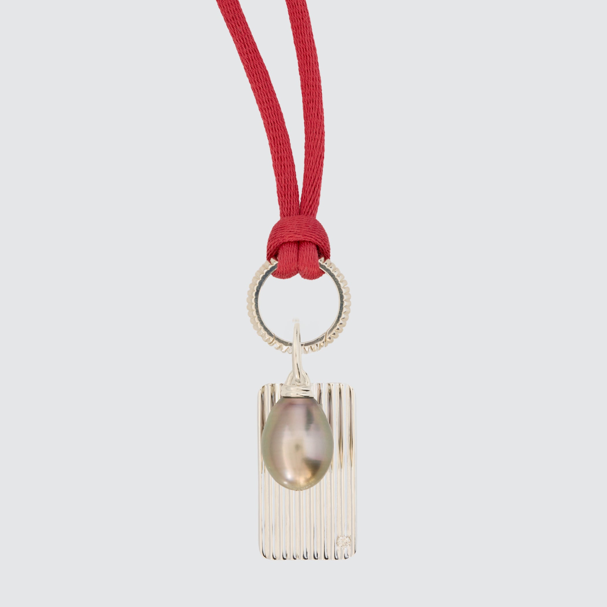 Tahitian Drop Pearl Double Pendant, Fine Silver, Large