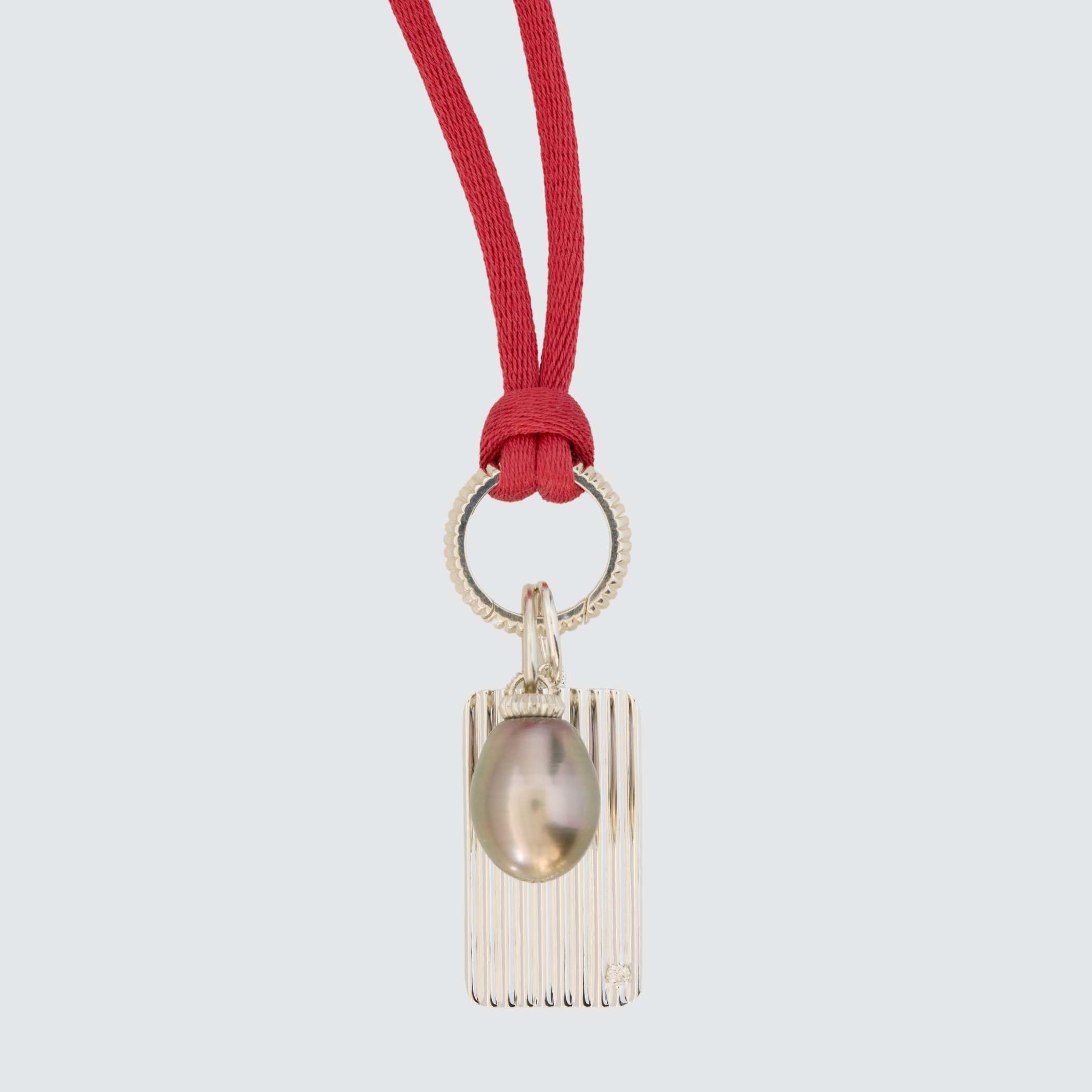 Diamond Rectangle Barre Medallion, Fine Silver