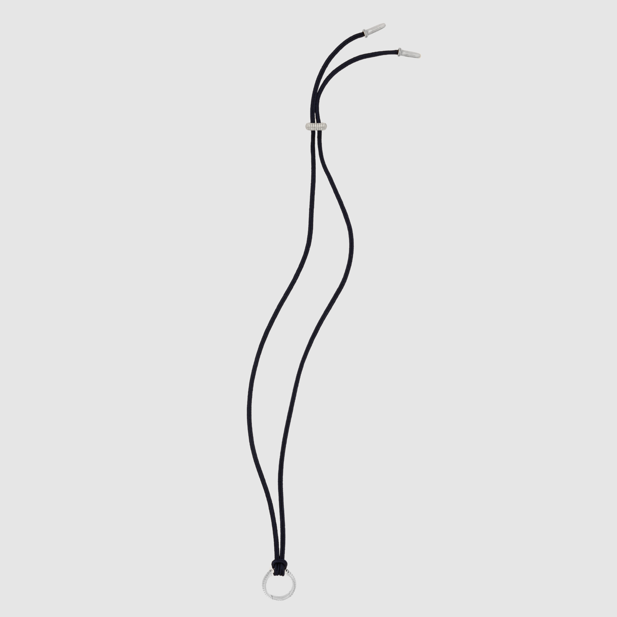 Barre Cord Necklace with Silk, Fine Silver, Black