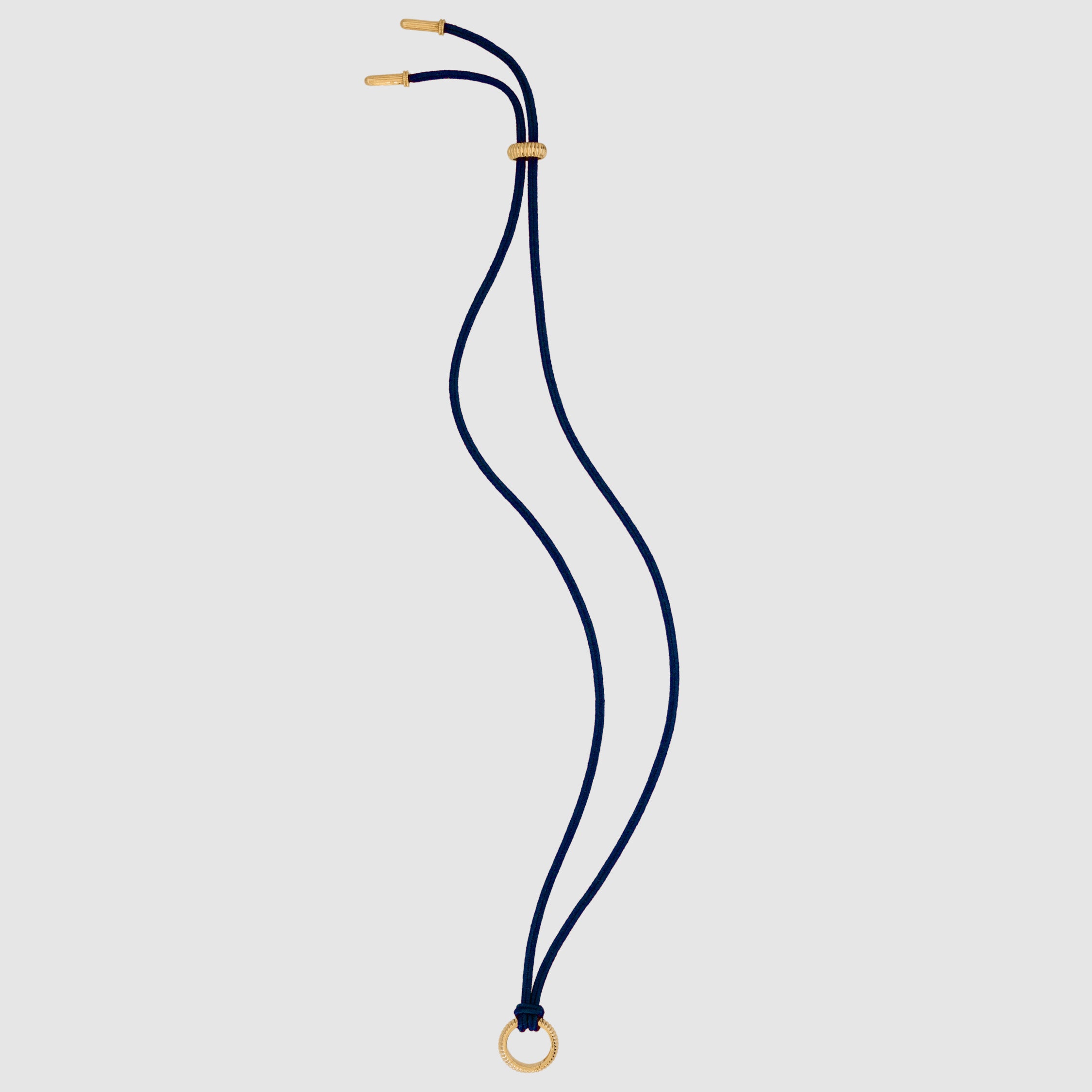 Barre Cord Necklace with Silk, 18k Yellow Gold, Navy