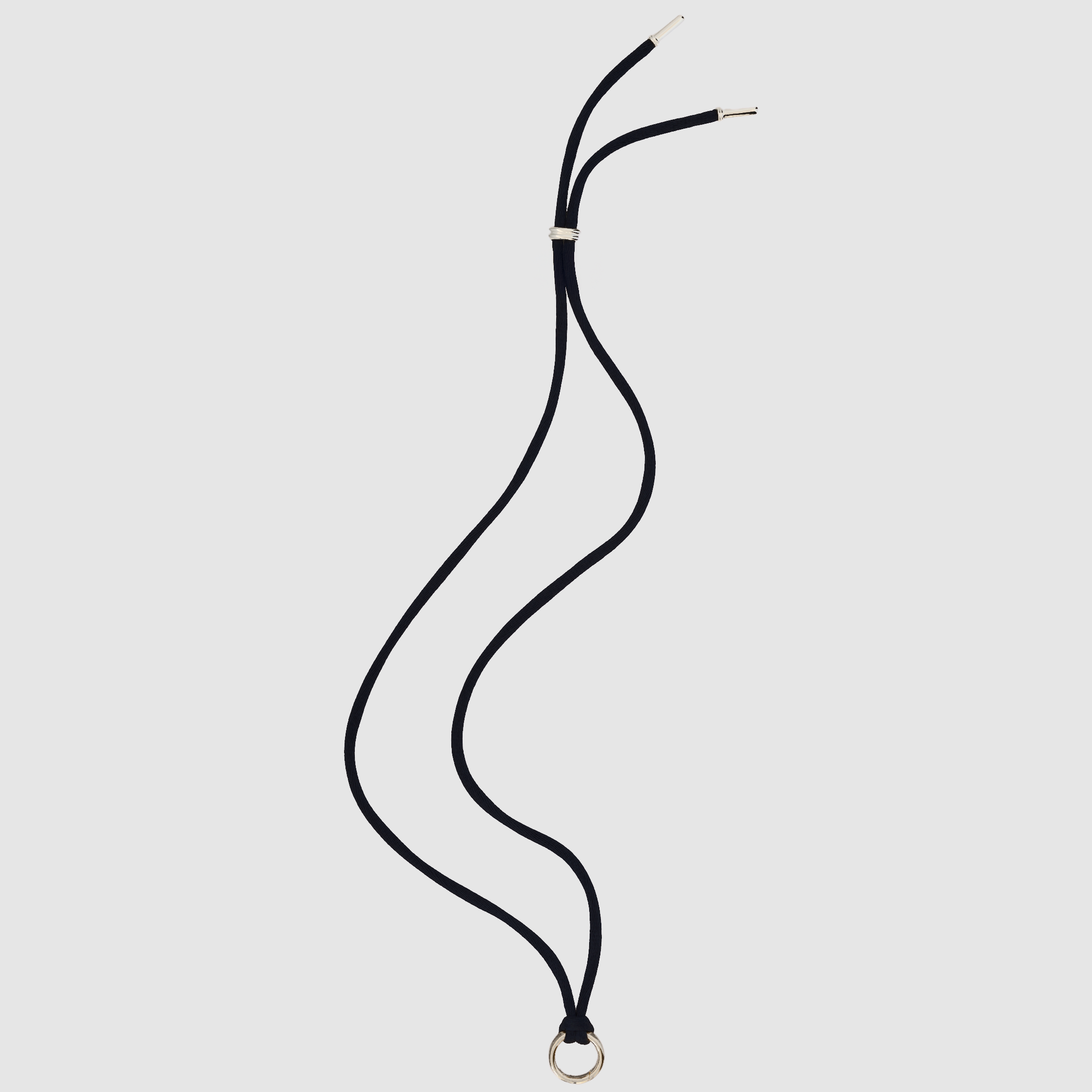Double Cord Necklace with Cotton, Fine Silver, Black