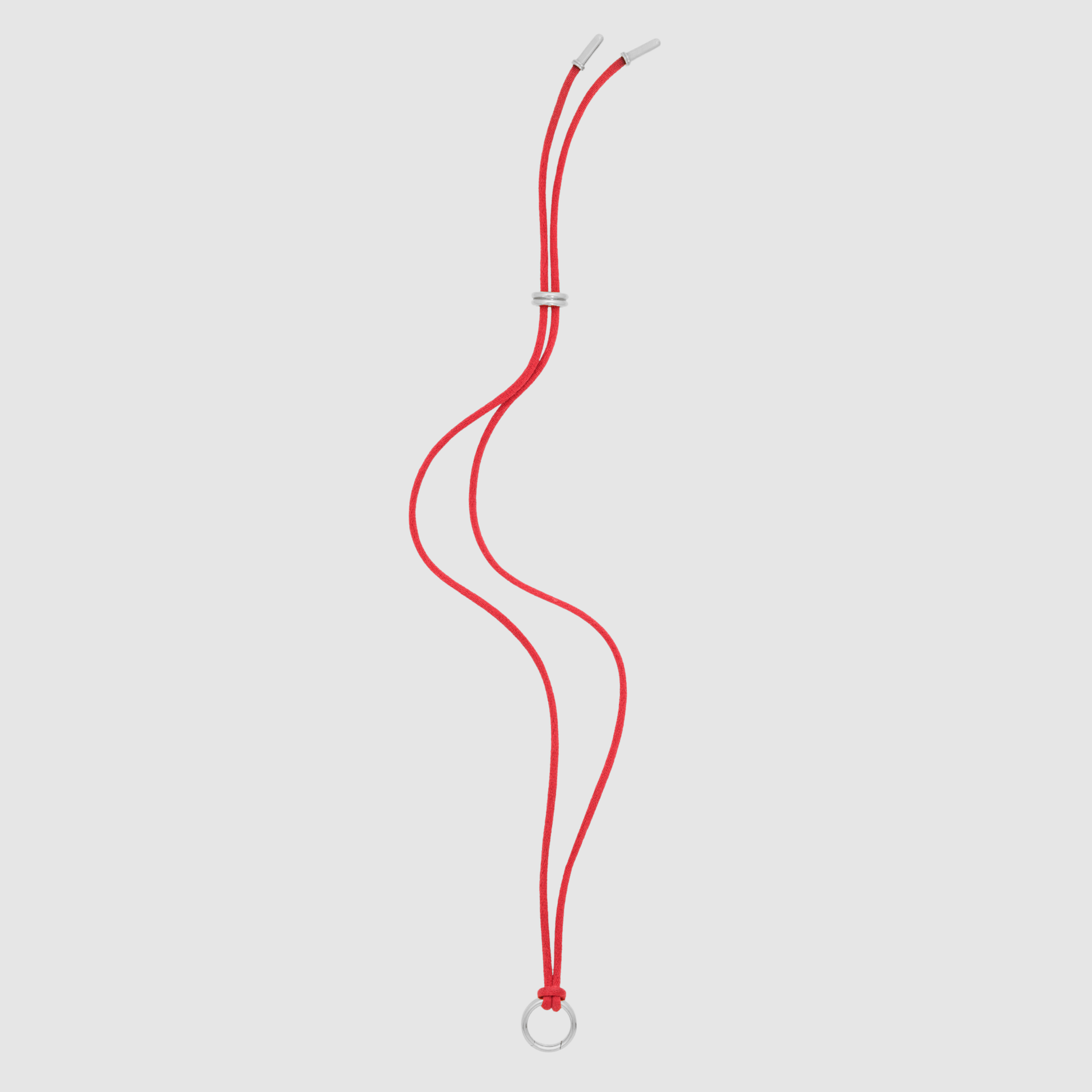 Double Cord Necklace with Cotton, Fine Silver, Red