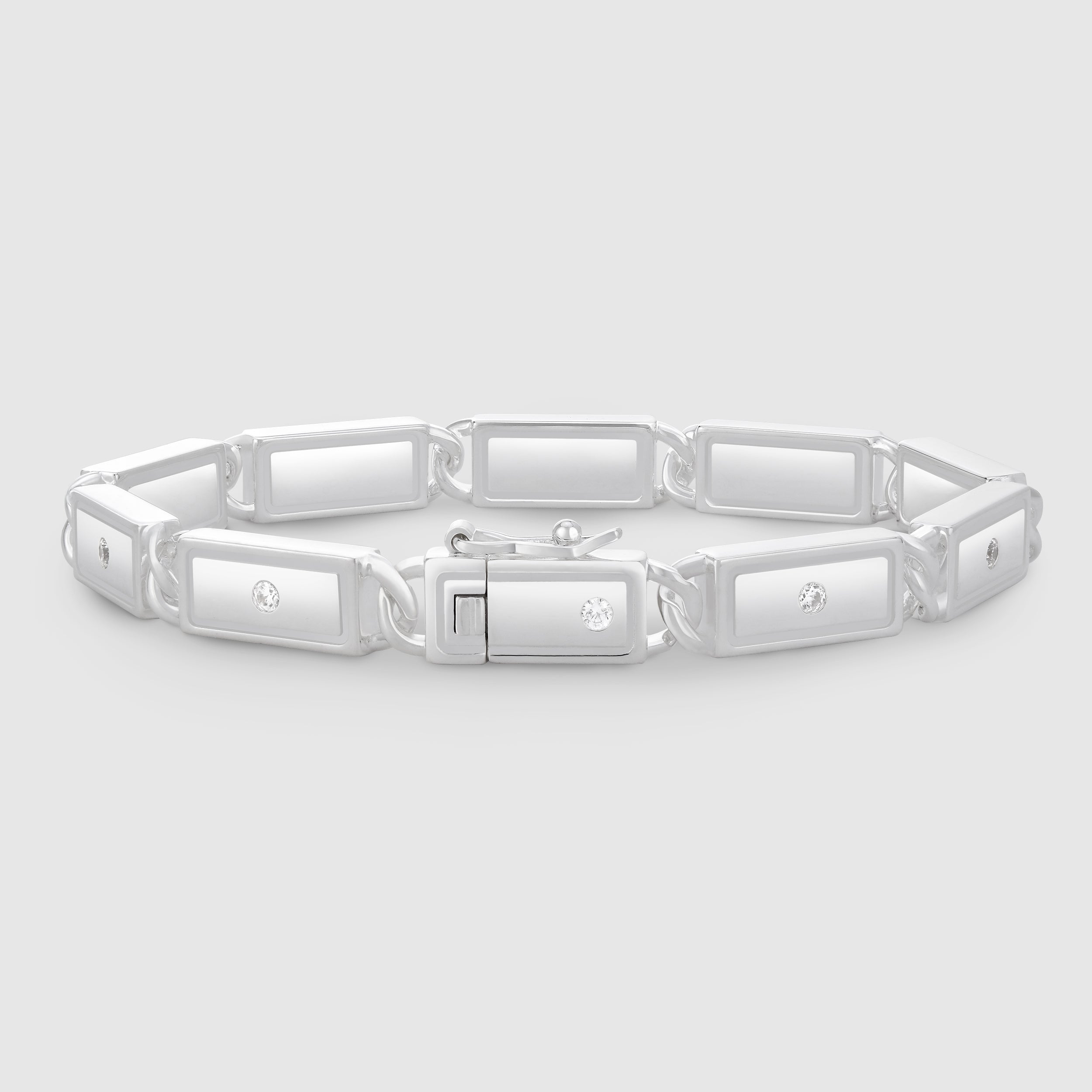 ID Tag Diamond Bracelet, Silver