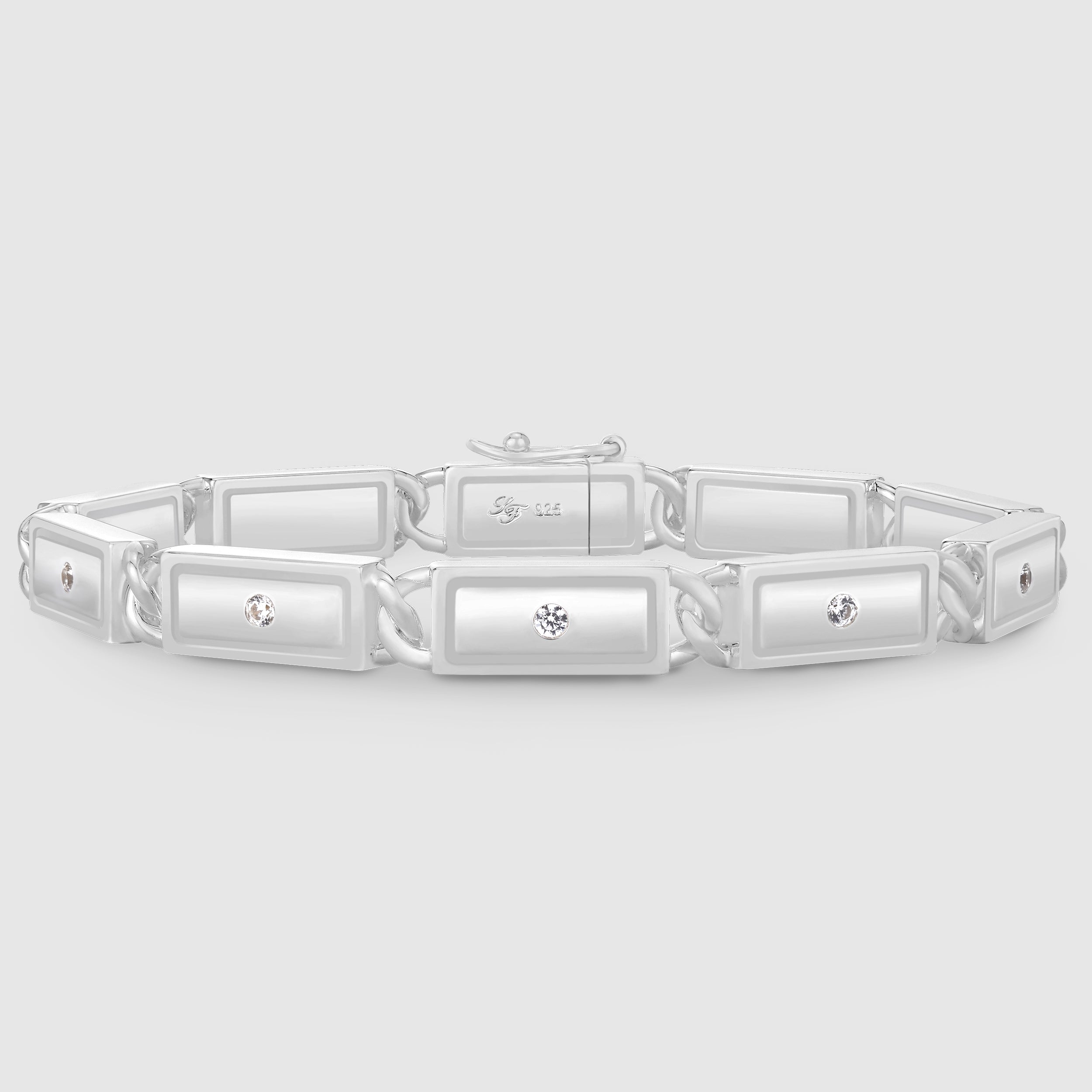ID Tag Diamond Bracelet, Silver
