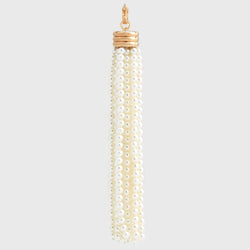 Triple Tassel Akoya Pearl Pendant, 18K Yellow Gold, Long