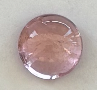 Light Pink Tourmaline Round Cabochon Bezel Set Pendant, 18K Yellow Gold, 4.9ct
